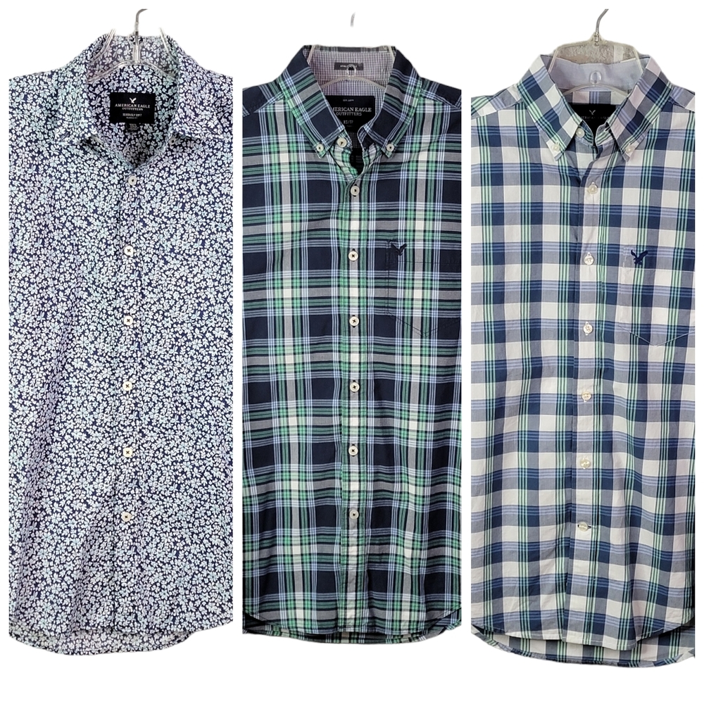 American Eagle Outfitters Long Sleeve Button Down Casual Dress Shirt Bundle Lot